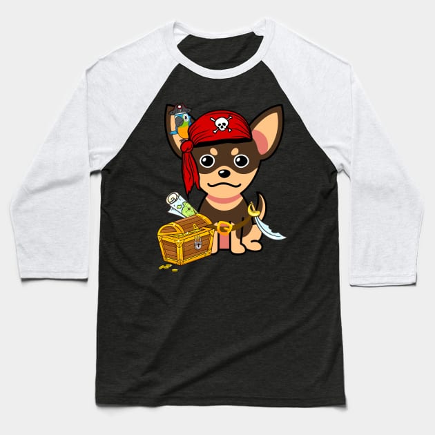 Cute small dog is a pirate Baseball T-Shirt by Pet Station